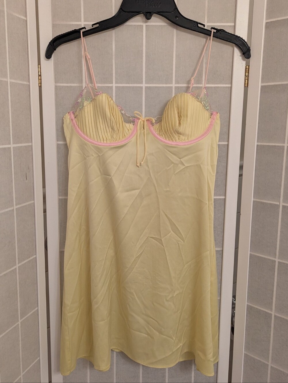 For Love And Lemons Yellow Floral Embroidery Mini Slip Dress